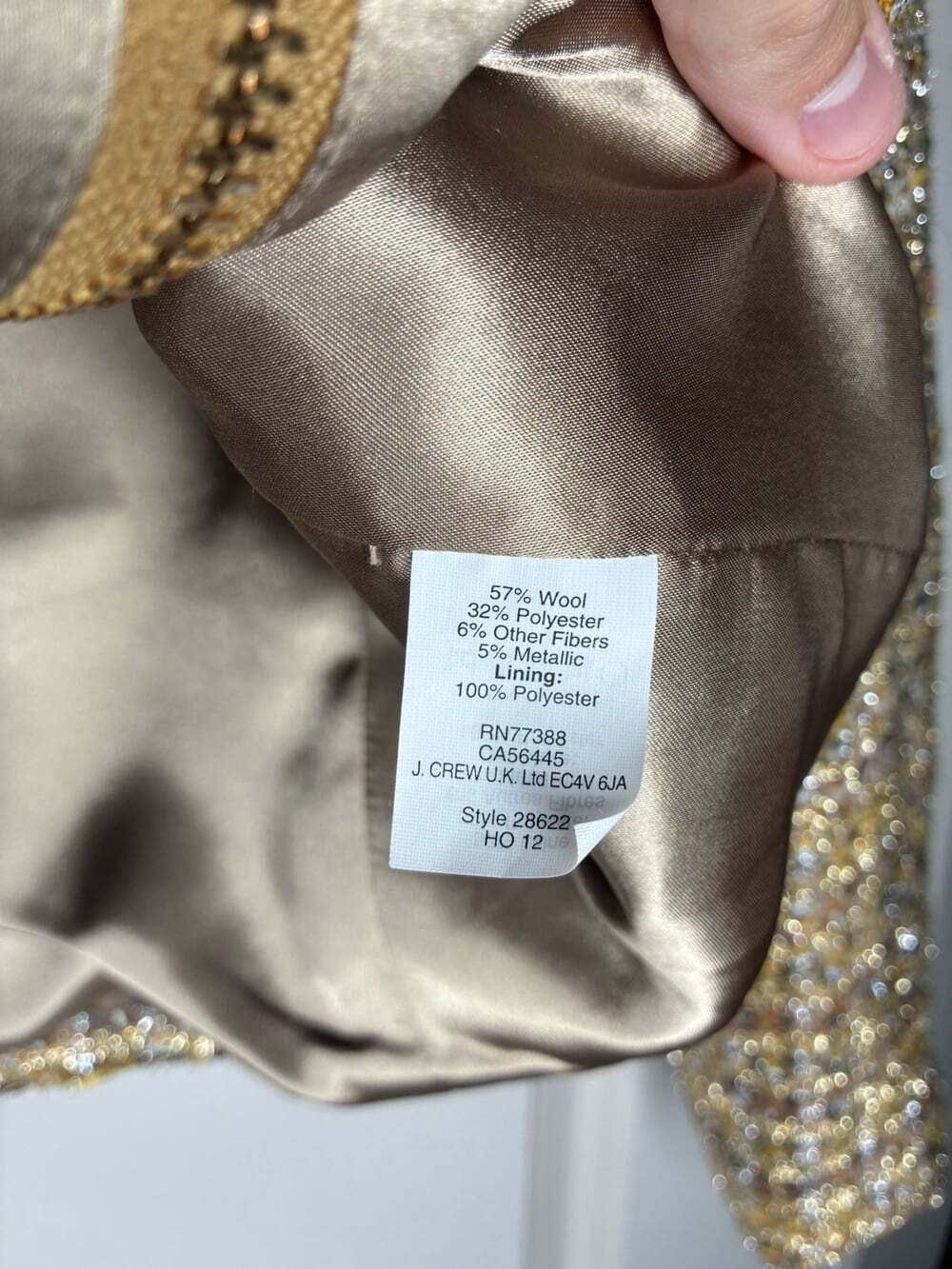 J Crew Collection Tweed Lady Jacket in Gold Silver Metallic Size 6 - Picture 5 of 8